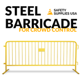 8.5 Foot Heavy Duty Steel Crowd Control Barricade - Yellow