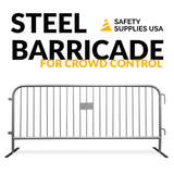 8.5 Foot Heavy Duty Steel Crowd Control Barricade - Silver