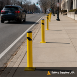 24" Safety Yellow Steel Bollard Post – 4.5" Diameter, Surface or In-Ground Mount Barrier