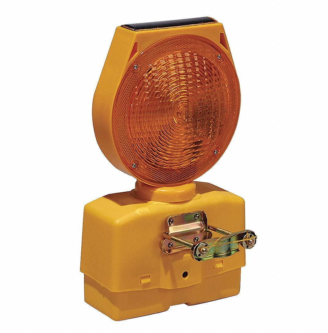 Solar LED Barricade Light – 15 Inch Height, Flashing Type B Warning Light, Amber Lens for Traffic Safety