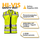 Women’s ANSI Class 2 Heavy Duty Surveyor Safety Vest with Zipper Closure & Reflective Stripes – Hi Vis Utility Work Vest for Construction, Traffic Control & Surveying