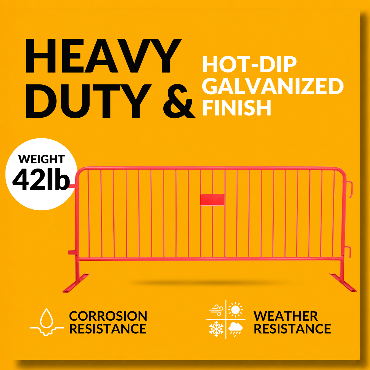 8.5 Foot Heavy Duty Steel Crowd Control Barricade - Red