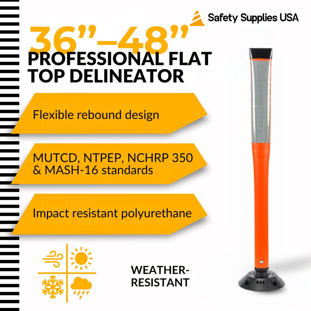 Flat Top Traffic Delineator Post