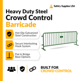 8.5 Foot Heavy Duty Steel Crowd Control Barricade - Green