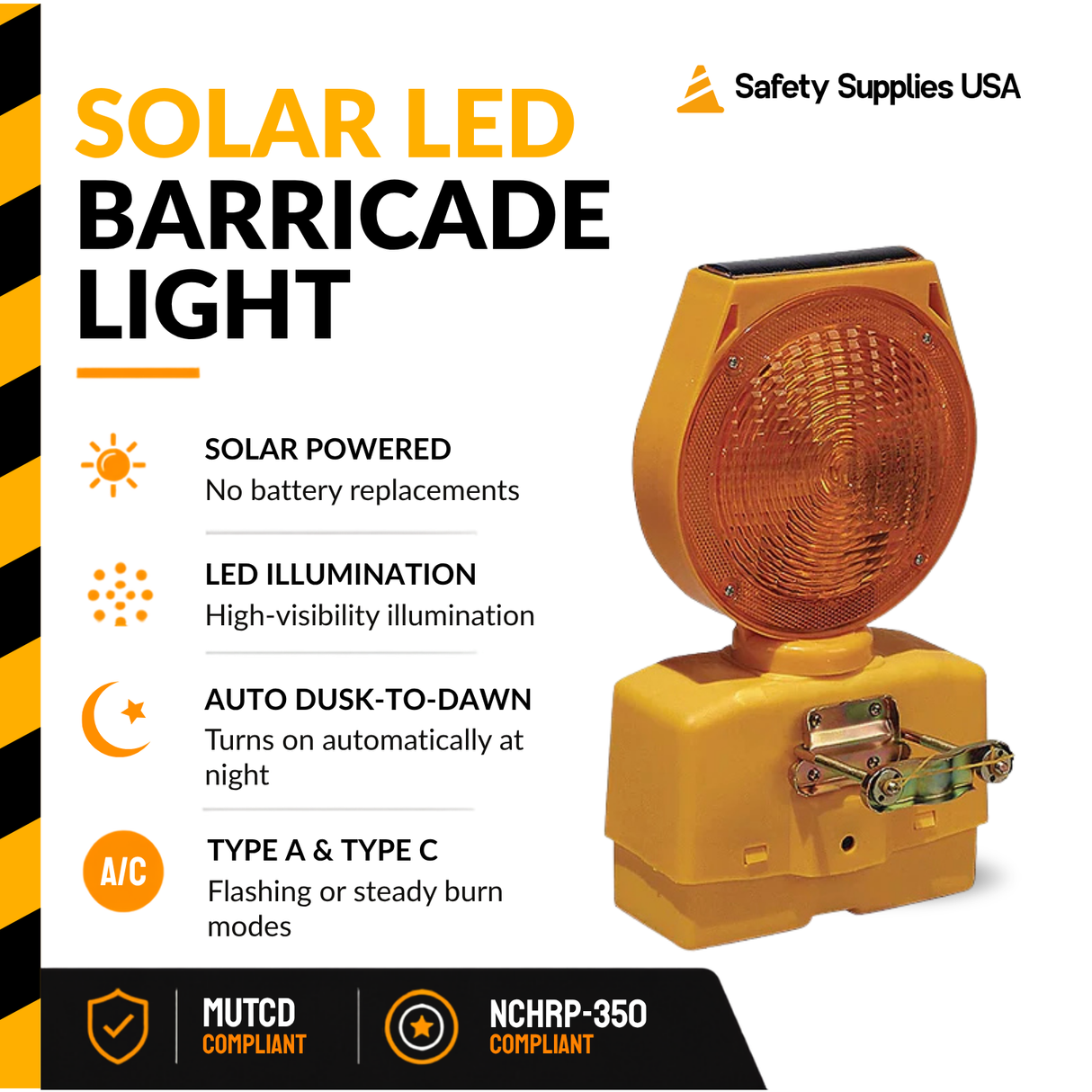 Cortina 03-10-SBLG Solar LED Barricade Light – Type A/C