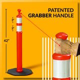 42″ Grabber Delineator Tube – Black Base, Two White 3″ HI Reflective Collars