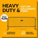 8.5 Foot Heavy Duty Steel Crowd Control Barricade - Black