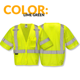Class 3 Hi-Vis Mesh Safety Vest with Zipper Closure, Reflective Tape & Multi-Pocket Design, ANSI Type R Compliant, Lime/Orange, S-5XL