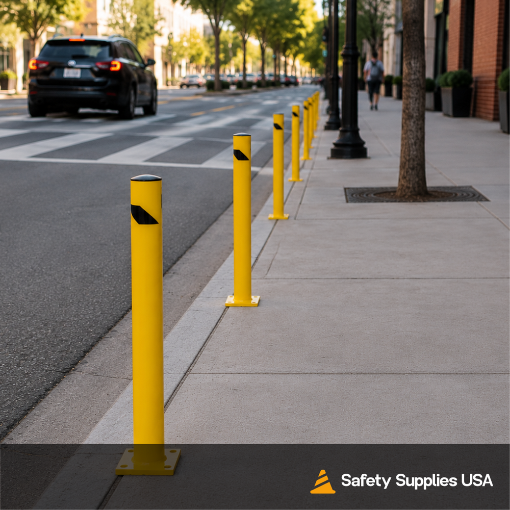36" Safety Yellow Steel Bollard Post – 4.5" Diameter, Surface or In-Ground Mount Barrier