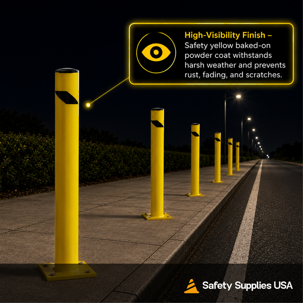 36" Safety Yellow Steel Bollard Post – 4.5" Diameter, Surface or In-Ground Mount Barrier