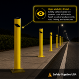 36" Safety Yellow Steel Bollard Post – 4.5" Diameter, Surface or In-Ground Mount Barrier