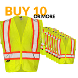 Class 2 Hi-Vis Economy Mesh Safety Vest with Zipper Closure, Reflective Tape & Contrast Trim, ANSI Type R Compliant, Orange/Lime, S-5XL