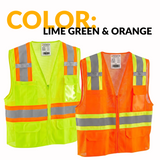 Class 2 Hi-Vis Safety Vest, 2 Pockets, Two-Tone, Mesh