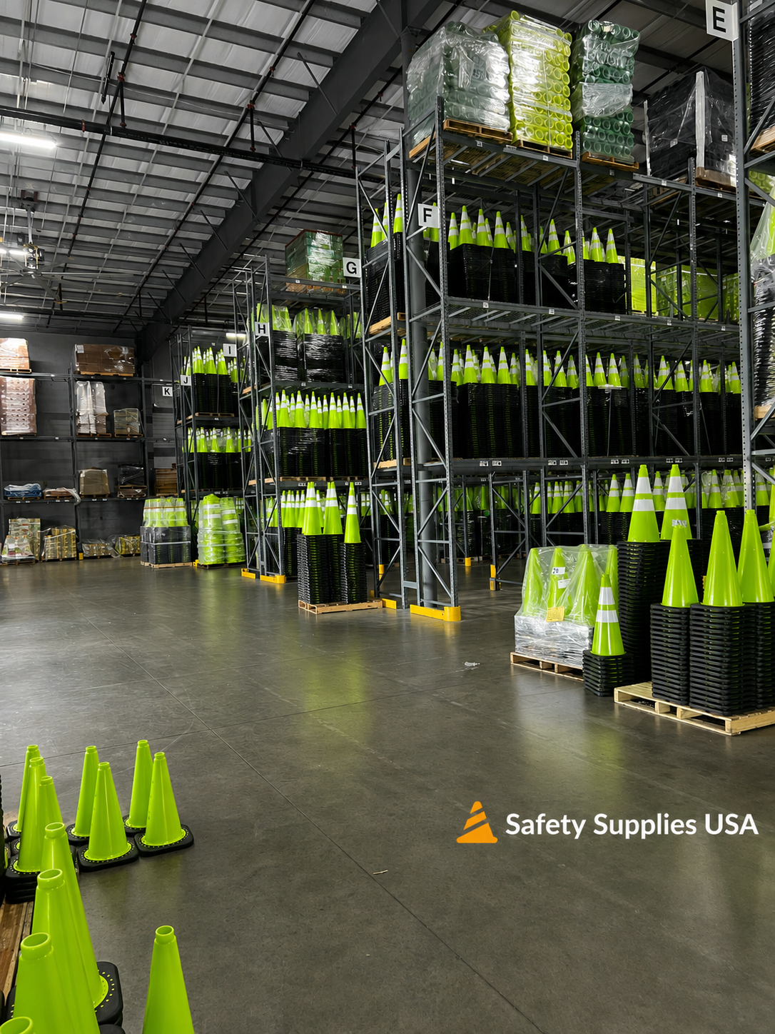 100 Cones Bulk Pallet, 28" Lime Green Traffic Cone, 7lb Black Base, w/6" & 4" Retroreflective Collars, MUTCD Compliant