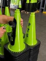 100 Cones Bulk Pallet, 28" Lime Green Traffic Cone, 7lb Black Base, w/6" & 4" Retroreflective Collars, MUTCD Compliant