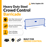 8.5 Foot Heavy Duty Steel Crowd Control Barricade - Blue