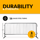 8.5 Foot Heavy Duty Steel Crowd Control Barricade - Galvanized