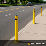 42" Safety Yellow Steel Bollard Post – 4.5" Diameter, Surface or In-Ground Mount Barrier
