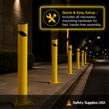 42" Safety Yellow Steel Bollard Post – 4.5" Diameter, Surface or In-Ground Mount Barrier
