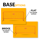 8.5 Foot Heavy Duty Steel Crowd Control Barricade - Orange