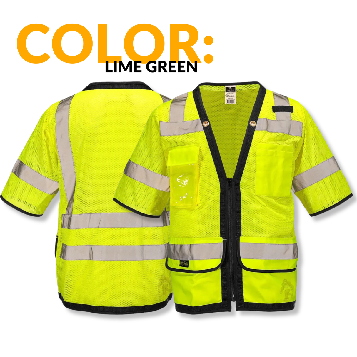 ANSI Class 3 Heavy Duty Surveyor Safety Vest with Zipper Closure & Reflective Stripes – Hi Vis Mesh Work Vest with Pockets for Construction, Traffic Control & Utility Crews
