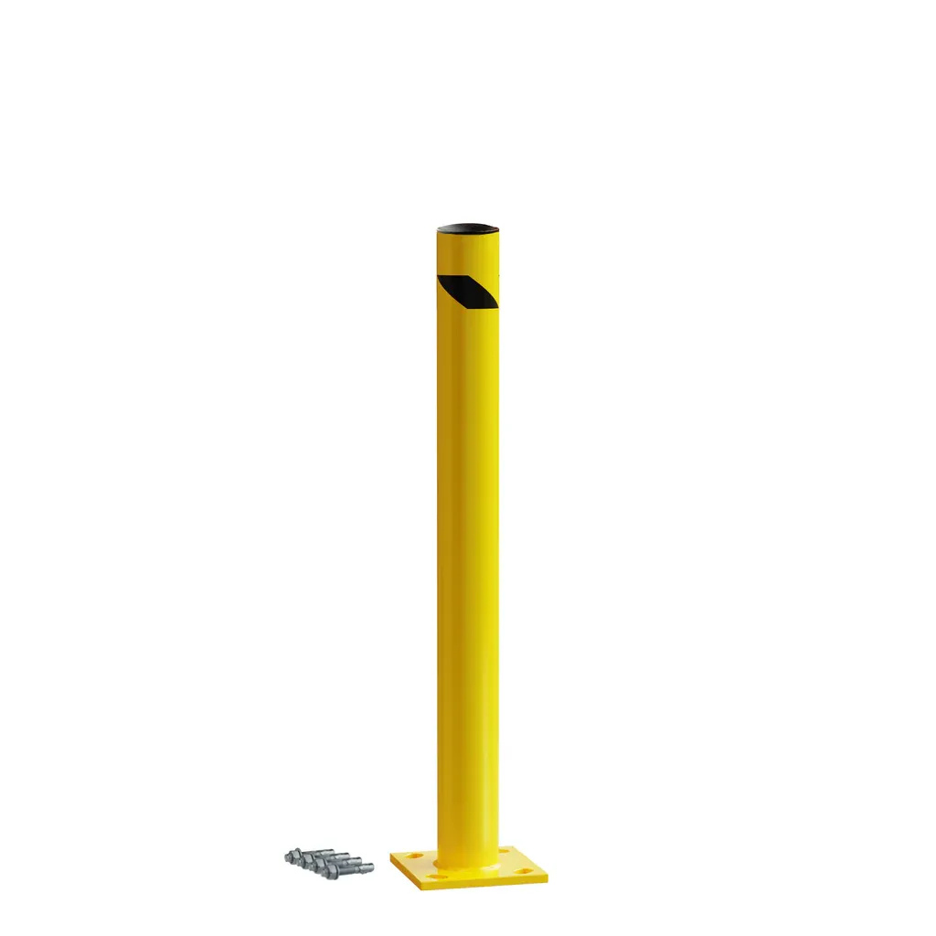 Safety Yellow Steel Bollards, 4.5" Diameter, 24–72" Height – Surface or In-Ground Mount Safety Barrier