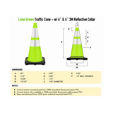 28" Lime Green Traffic Cone, 7 lb Black Base