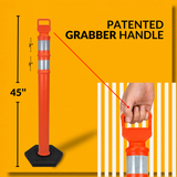 45" EZ Grab Delineator Tube with Recycled Rubber Base - Two 3" HI Reflective Collars