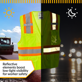 Class 2 Hi-Vis Safety Vest, 2 Pockets, Two-Tone, Mesh