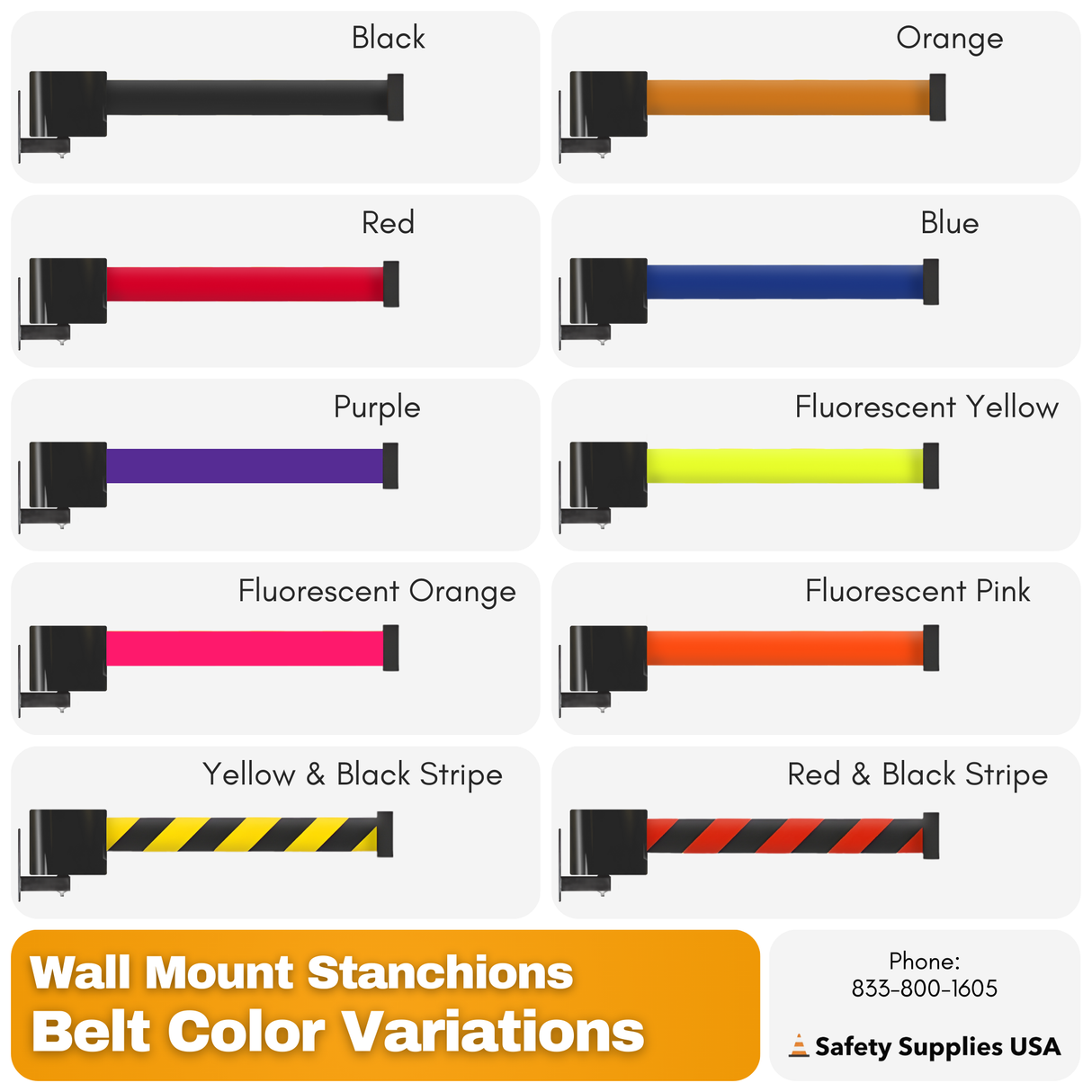 75 ft Wall Mount Retractable Belt Barrier – Maximum Length Stanchion