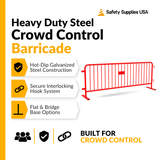 8.5 Foot Heavy Duty Steel Crowd Control Barricade - Red