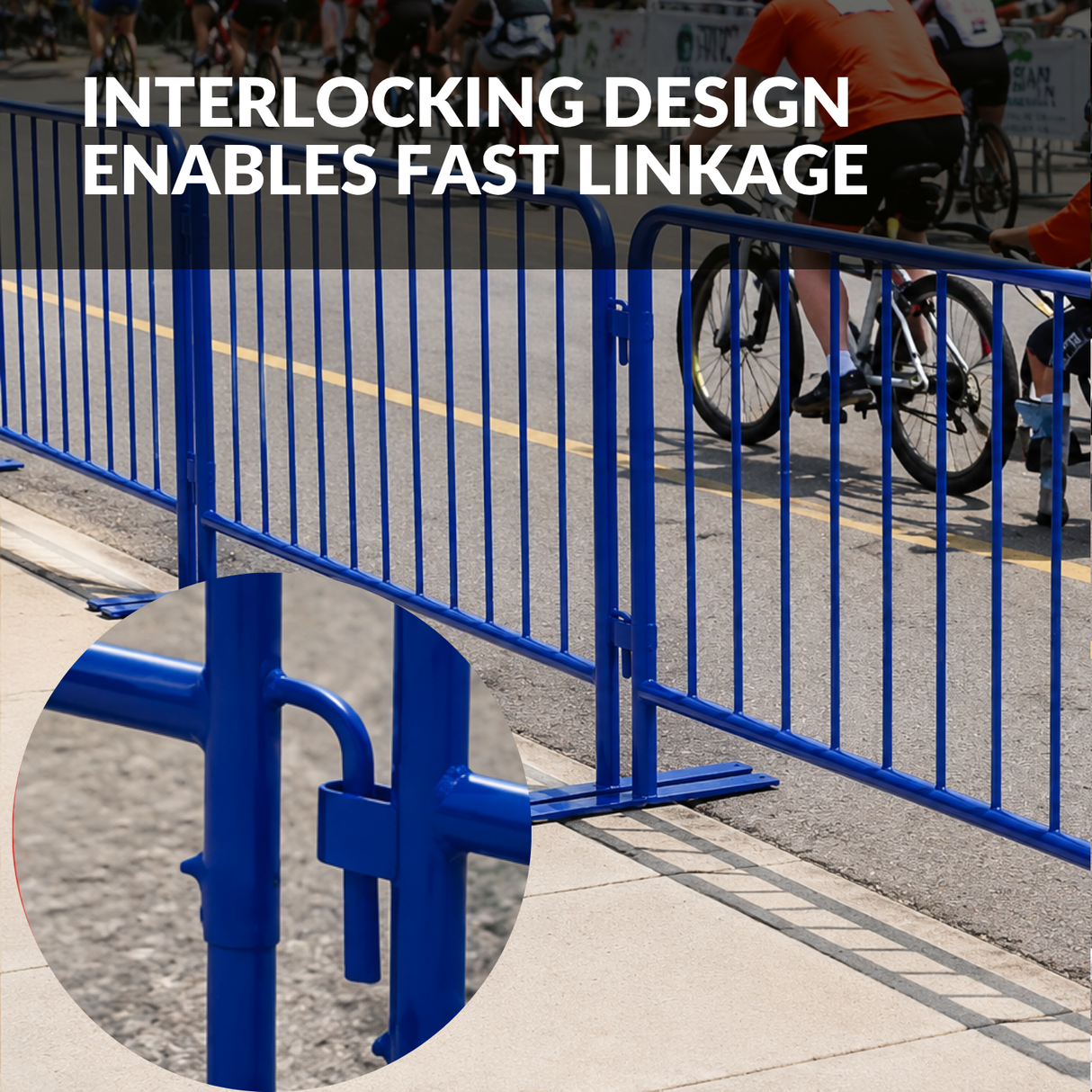 8.5 Foot Heavy Duty Steel Crowd Control Barricade - Blue