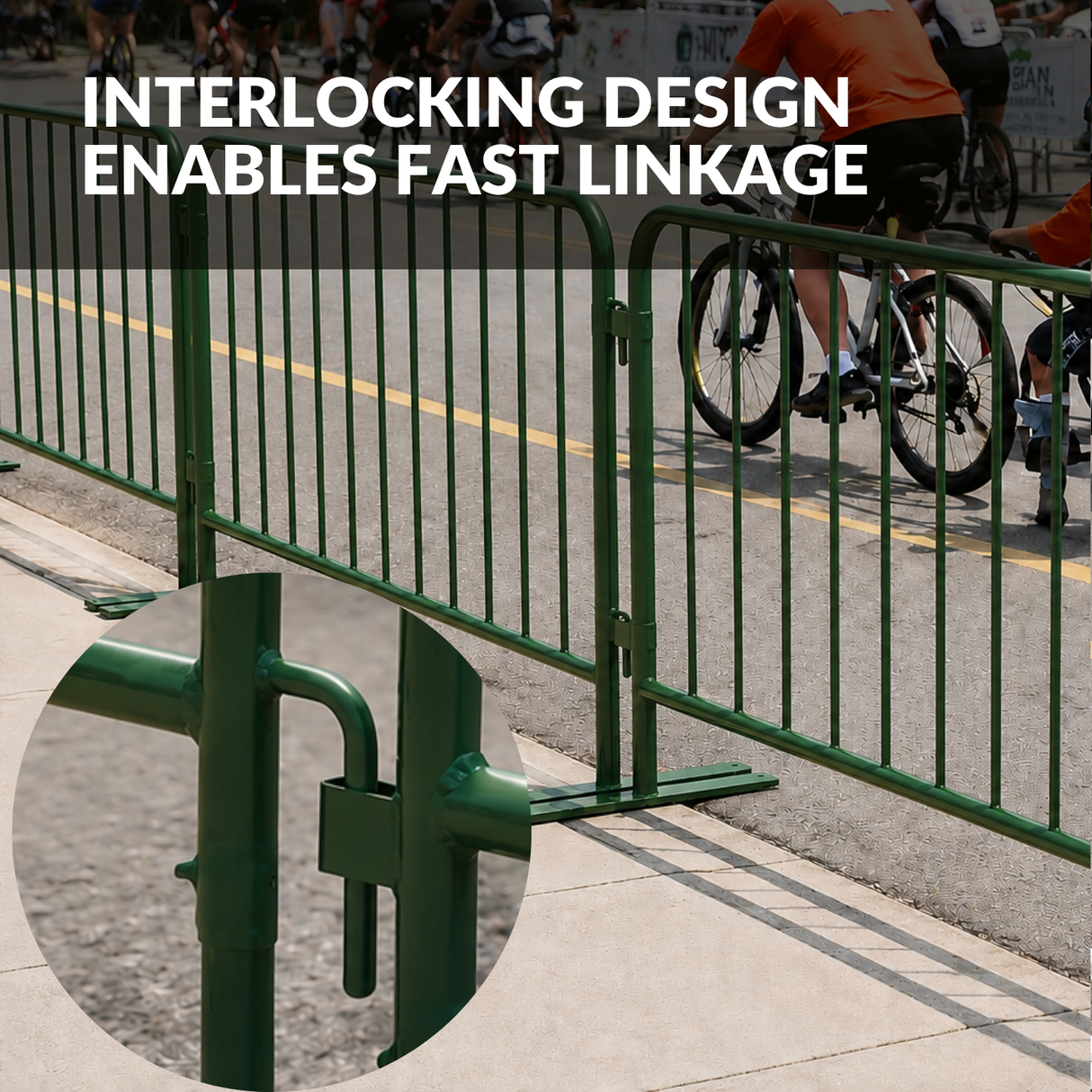 8.5 Foot Heavy Duty Steel Crowd Control Barricade - Green
