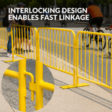 8.5 Foot Heavy Duty Steel Crowd Control Barricade - Yellow