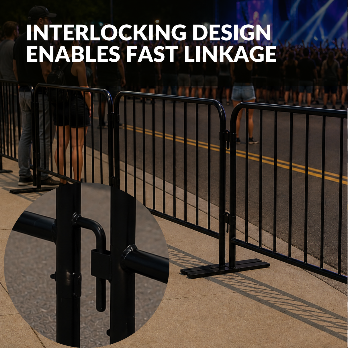 8.5 Foot Heavy Duty Steel Crowd Control Barricade - Black