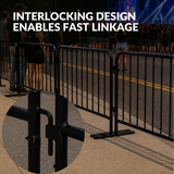 8.5 Foot Heavy Duty Steel Crowd Control Barricade - Black