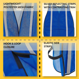 Hi-Vis Safety Vest, 1" Reflective Strips, Mesh