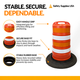 Commander Traffic Drum with Reflective Sheeting and Tire Ring Base