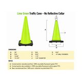 28" Lime Green Traffic Cone, 7 lb Black Base