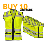 Women’s ANSI Class 2 Heavy Duty Surveyor Safety Vest with Zipper Closure & Reflective Stripes – Hi Vis Utility Work Vest for Construction, Traffic Control & Surveying