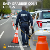 28" Orange Traffic Cone, 7lb Black Base, w/6" & 4" Retroreflective Collars, MUTCD Compliant