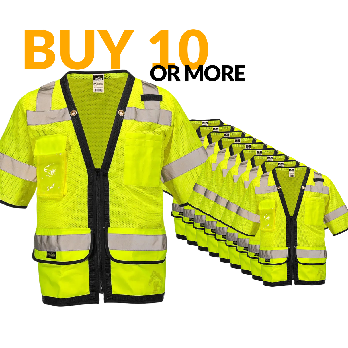 ANSI Class 3 Heavy Duty Surveyor Safety Vest with Zipper Closure & Reflective Stripes – Hi Vis Mesh Work Vest with Pockets for Construction, Traffic Control & Utility Crews