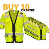 ANSI Class 3 Heavy Duty Surveyor Safety Vest with Zipper Closure & Reflective Stripes – Hi Vis Mesh Work Vest with Pockets for Construction, Traffic Control & Utility Crews