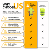 Women’s ANSI Class 3 High Visibility Surveyor Safety Vest with Zipper Closure & Reflective Stripes – Hi Vis Work Vest for Construction, Roadwork & Utility Crews