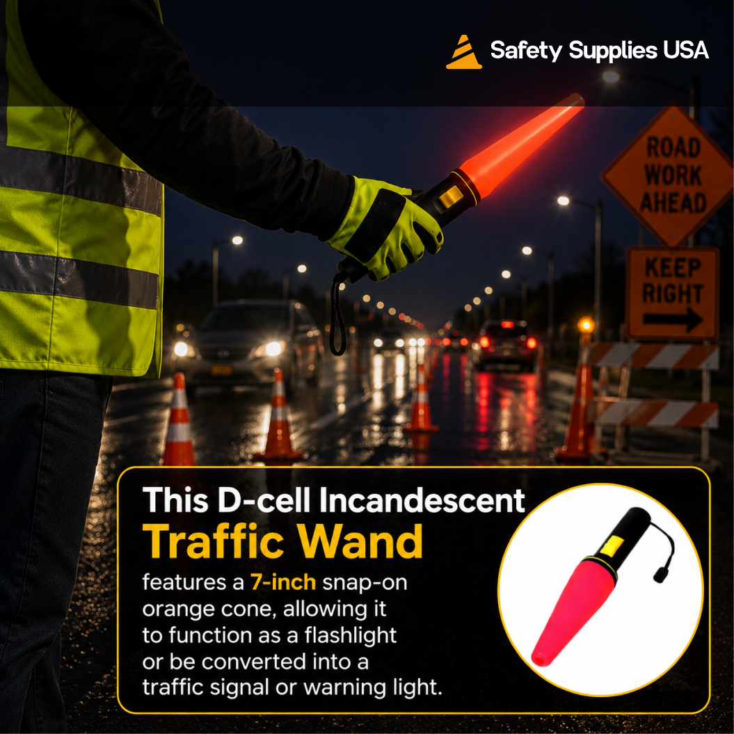 7" Red Safety Cone Traffic Wand
