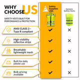 Women’s ANSI Class 2 Heavy Duty Surveyor Safety Vest with Zipper Closure & Reflective Stripes – Hi Vis Utility Work Vest for Construction, Traffic Control & Surveying