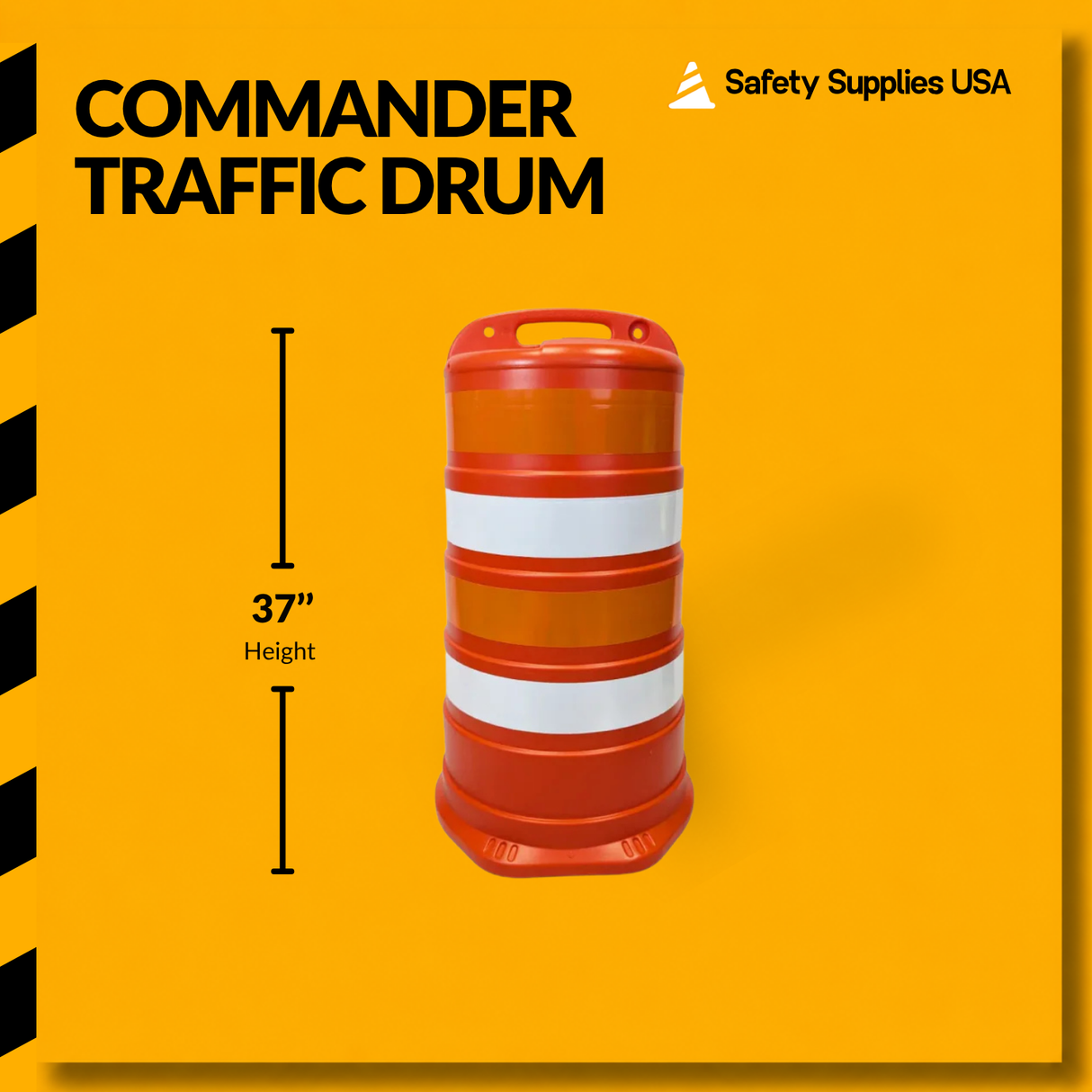 Commander Traffic Drum with Reflective Sheeting - No Base Included