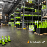 100 Cones Bulk Pallet, 28" Lime Green Traffic Cone, 7lb Black Base, w/6" & 4" Retroreflective Collars, MUTCD Compliant