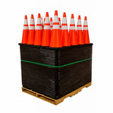 100 Cones Bulk Pallet, 28" Slim Line Orange Traffic Cone, 5.5 lb Black Base