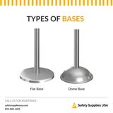 Flat Top Rope Barrier Stanchion Post with Flat or Dome Base
